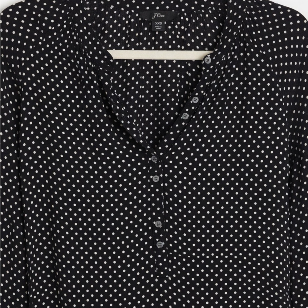 J.Crew | Black Polka Dot Long Sleeve Blouse